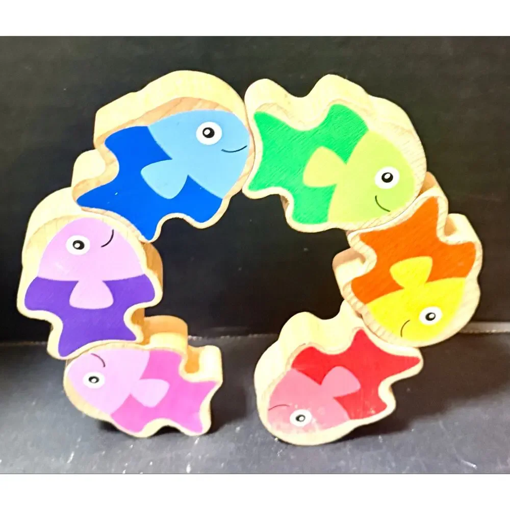 Melissa & Doug wooden Stacking ring tower Puzzle friendly fish stack & sort